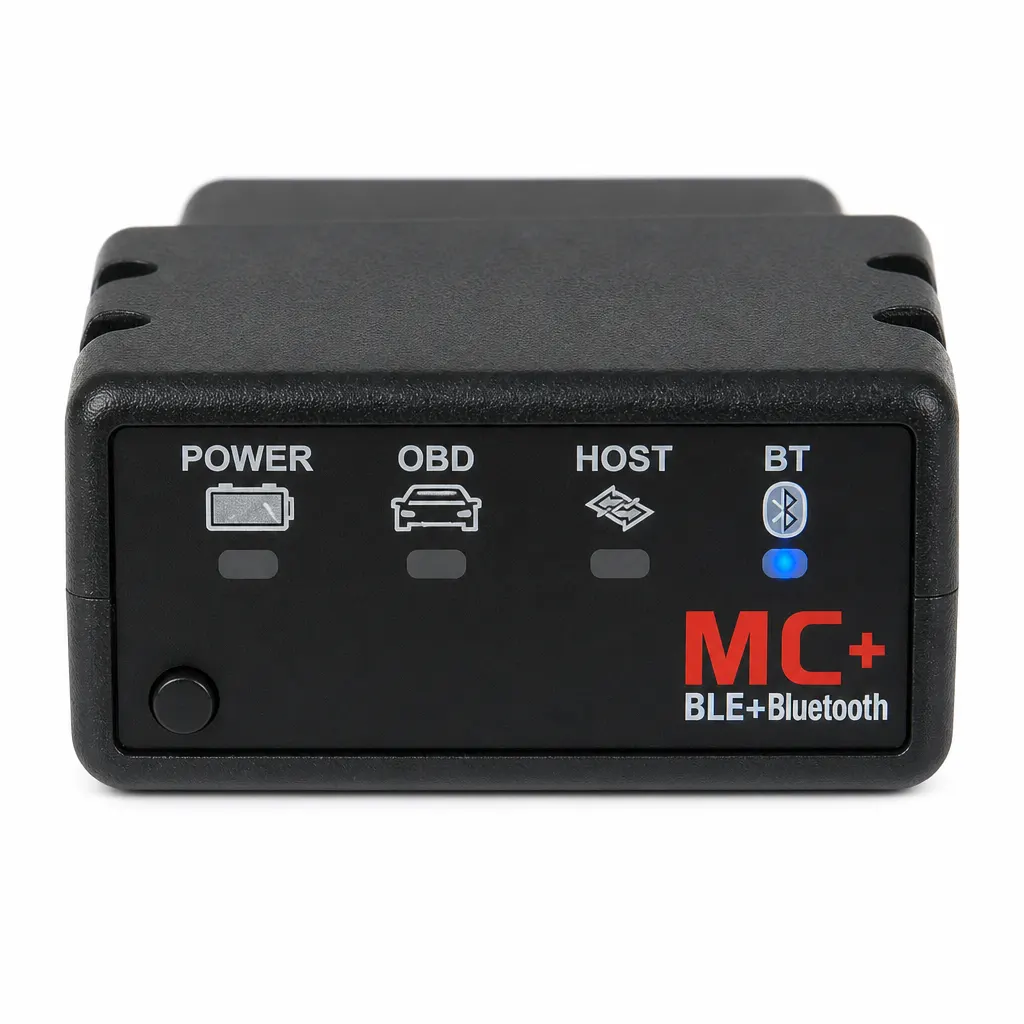Bluetooth 4.0 OBD2 Vehicle Diagnostic Adapter controls and screen